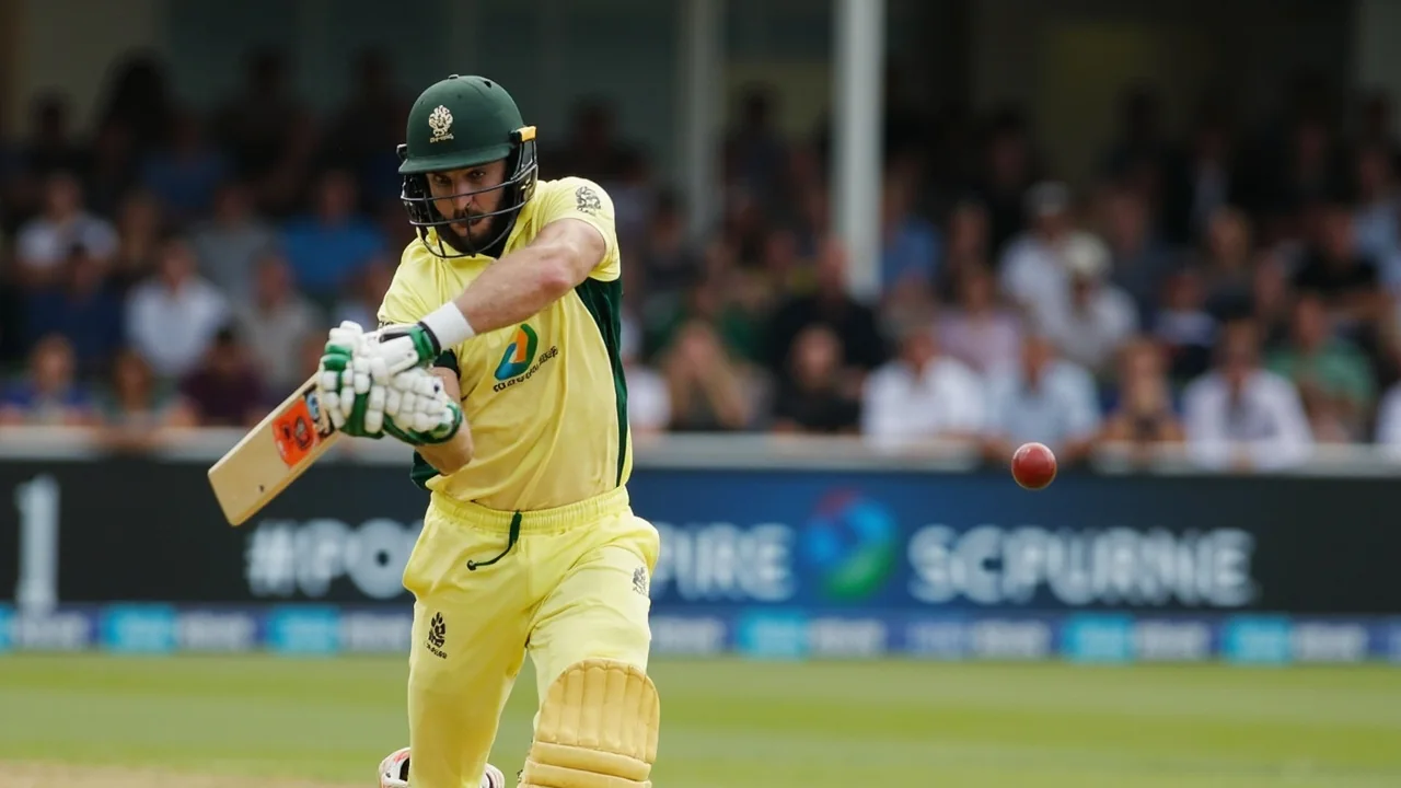 Cricket bowler in delivery stride with batter taking stance at Lord&rsquo;s during a The Hundred evening fixture